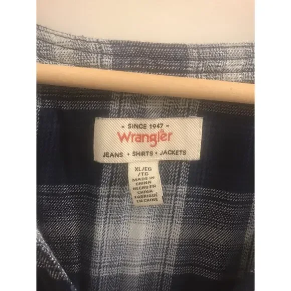 Wrangler Plaid Blouse Blue Womens XL - Picture 4 of 6